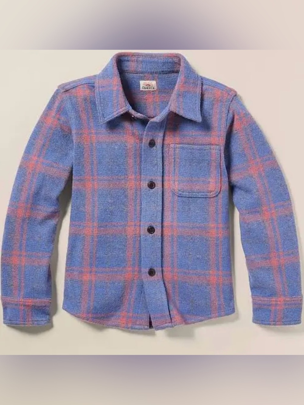 Faherty Kids Legend Sweater Shirt in twilight mauve plaid SZ 8